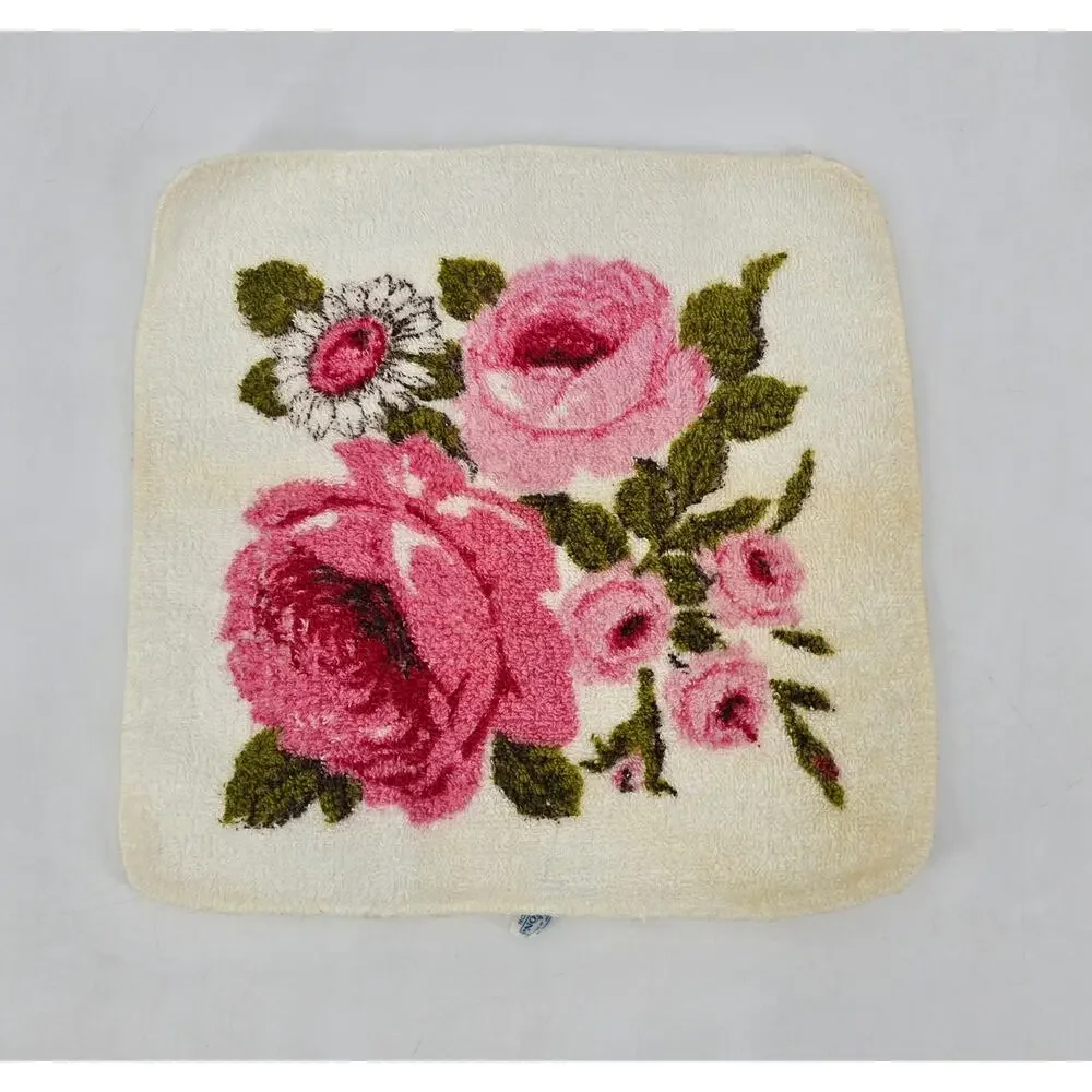 Vintage Cannon & Stevens Utica Floral Towel Set Pink Roses Cottagecore